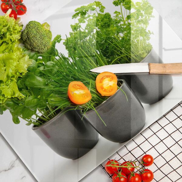 Skärbräda i härdat glas Krukor med örter