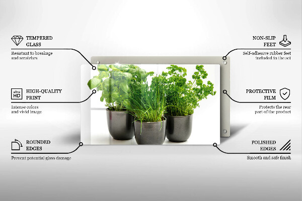 Skärbräda i härdat glas Krukor med örter