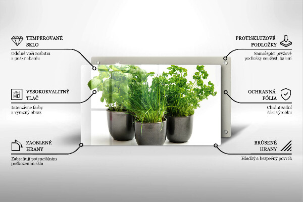 Skärbräda i härdat glas Krukor med örter