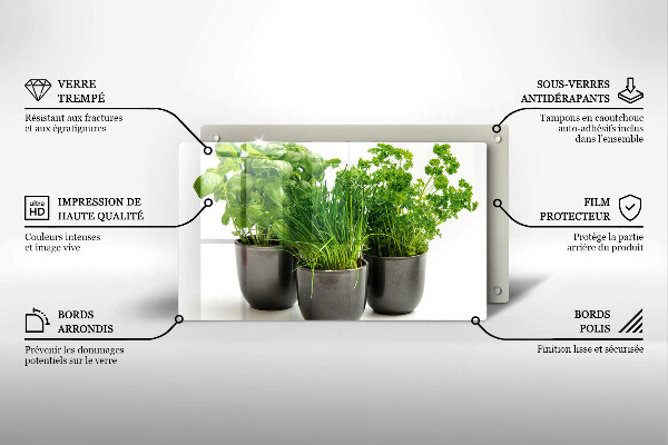 Skärbräda i härdat glas Krukor med örter