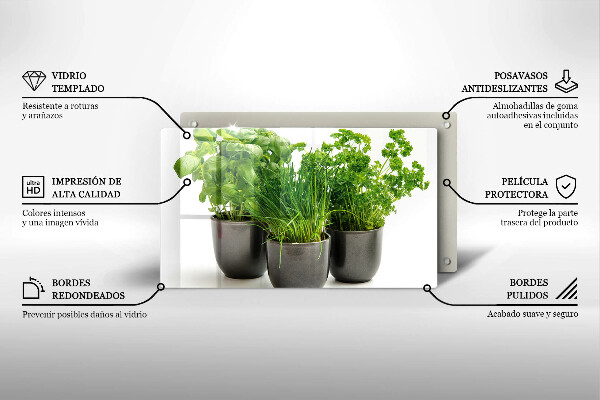 Skärbräda i härdat glas Krukor med örter