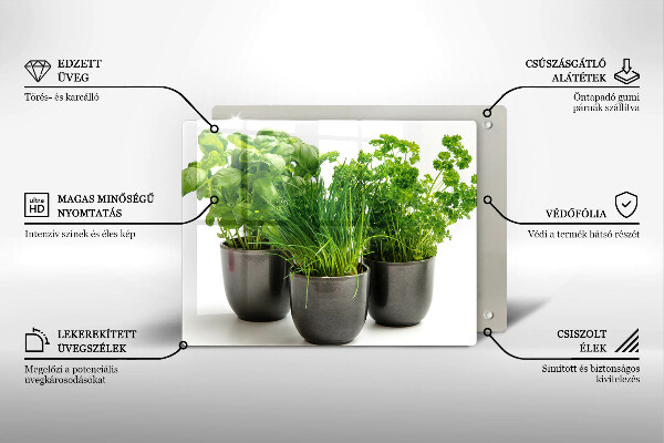 Skärbräda i härdat glas Krukor med örter