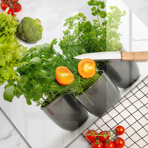 Skärbräda i härdat glas Krukor med örter