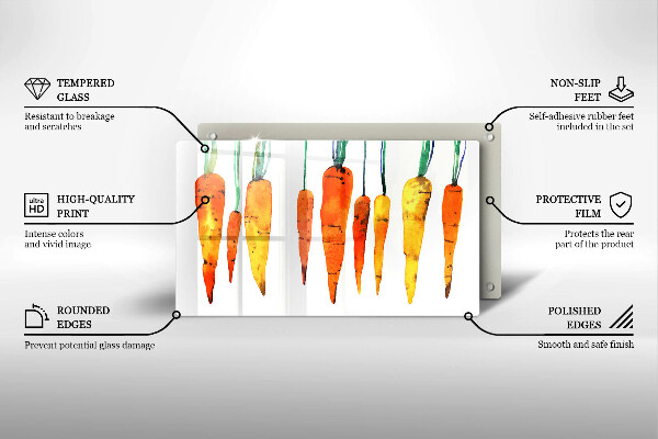 Skärbräda i härdat glas Morot illustration
