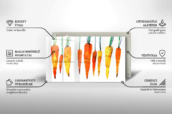 Skärbräda i härdat glas Morot illustration