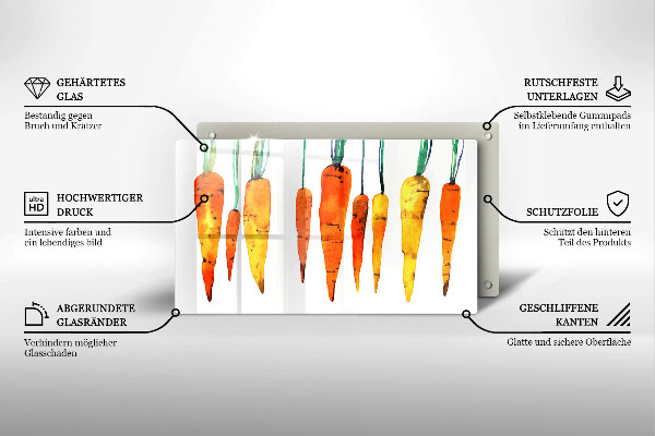 Skärbräda i härdat glas Morot illustration