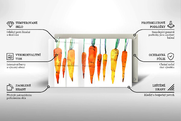 Skärbräda i härdat glas Morot illustration