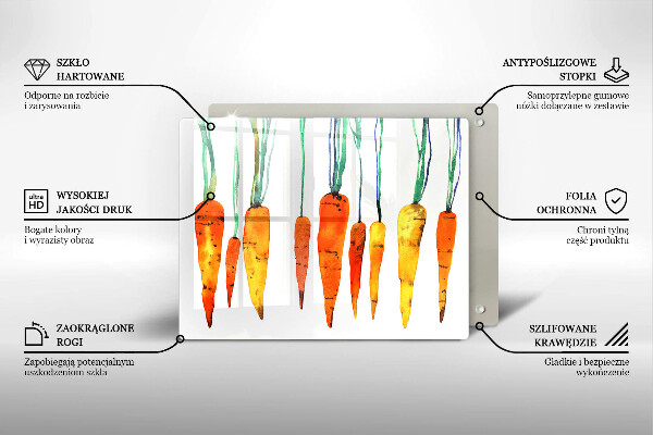 Skärbräda i härdat glas Morot illustration