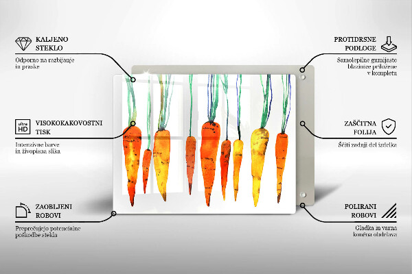 Skärbräda i härdat glas Morot illustration