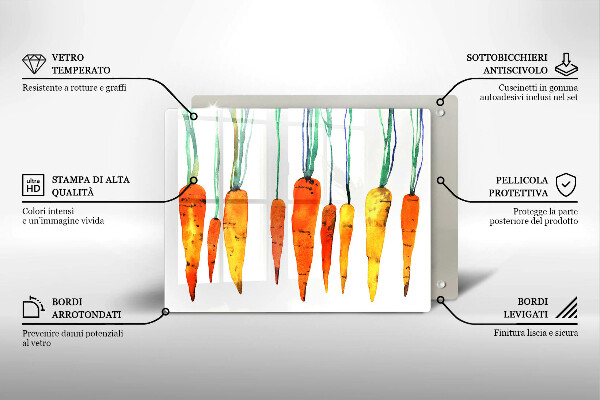 Skärbräda i härdat glas Morot illustration