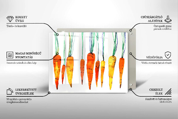 Skärbräda i härdat glas Morot illustration