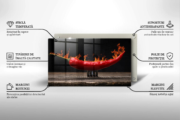 Skärbräda i härdat glas Varm chilipeppar