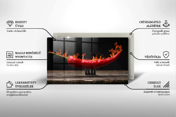 Skärbräda i härdat glas Varm chilipeppar