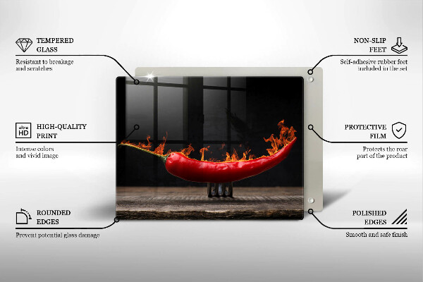 Skärbräda i härdat glas Varm chilipeppar