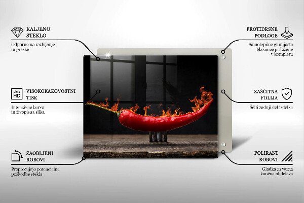 Skärbräda i härdat glas Varm chilipeppar