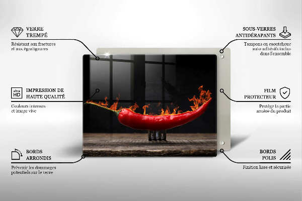 Skärbräda i härdat glas Varm chilipeppar