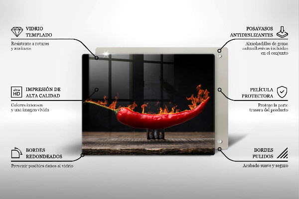 Skärbräda i härdat glas Varm chilipeppar