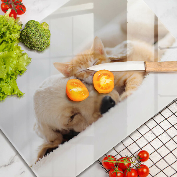 Skärbräda i härdat glas Djur hund och katt