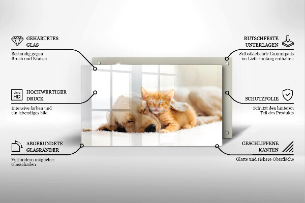 Skärbräda i härdat glas Djur hund och katt