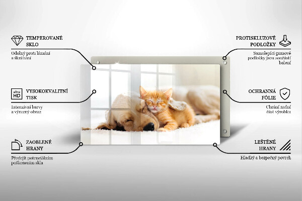 Skärbräda i härdat glas Djur hund och katt