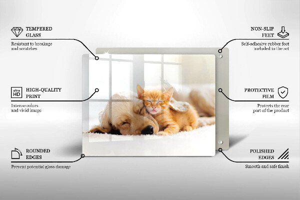 Skärbräda i härdat glas Djur hund och katt