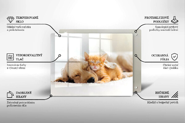 Skärbräda i härdat glas Djur hund och katt