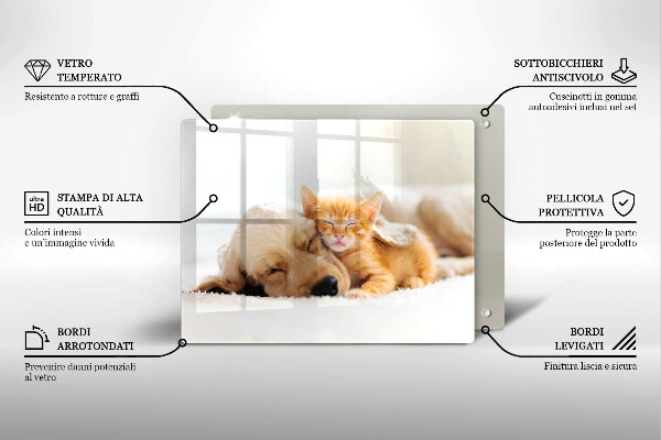 Skärbräda i härdat glas Djur hund och katt