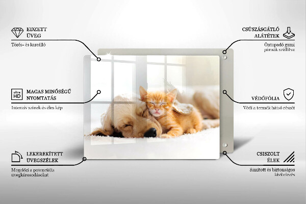 Skärbräda i härdat glas Djur hund och katt