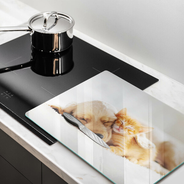 Skärbräda i härdat glas Djur hund och katt