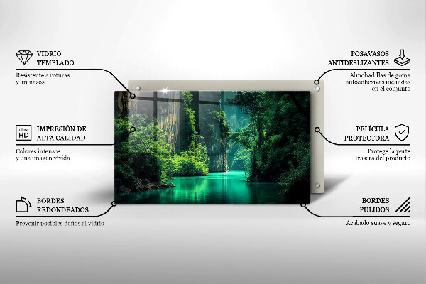 Skärbräda i härdat glas Lagunlandskap