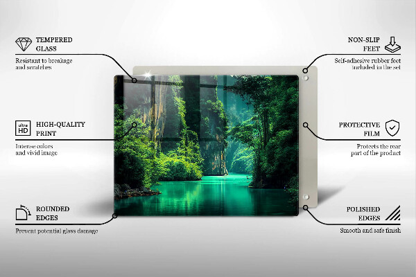 Skärbräda i härdat glas Lagunlandskap