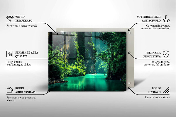 Skärbräda i härdat glas Lagunlandskap