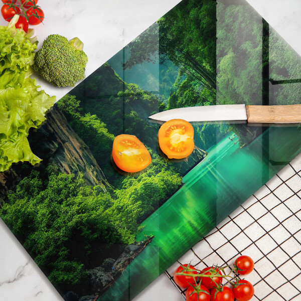 Skärbräda i härdat glas Lagunlandskap