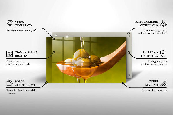 Skärbräda i härdat glas Olivolja och oliver