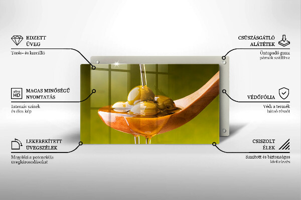 Skärbräda i härdat glas Olivolja och oliver