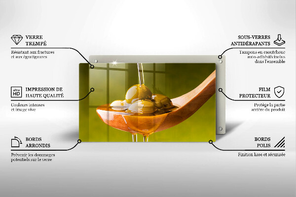 Skärbräda i härdat glas Olivolja och oliver