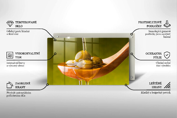 Skärbräda i härdat glas Olivolja och oliver