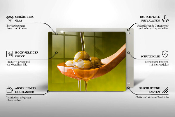 Skärbräda i härdat glas Olivolja och oliver
