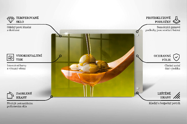 Skärbräda i härdat glas Olivolja och oliver