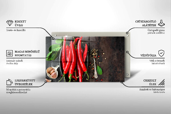 Skärbräda i härdat glas Röd chilipeppar