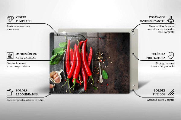 Skärbräda i härdat glas Röd chilipeppar