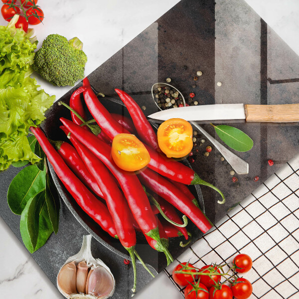 Skärbräda i härdat glas Röd chilipeppar