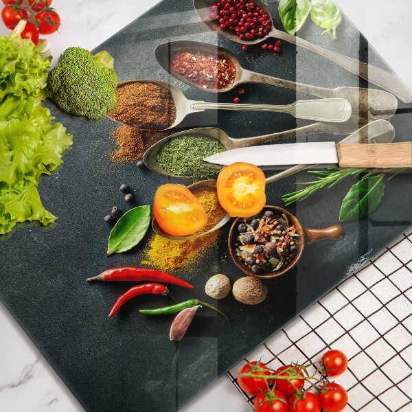 Skärbräda i härdat glas Köksskedar kryddor