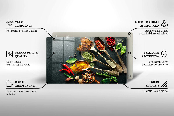 Skärbräda i härdat glas Köksskedar kryddor