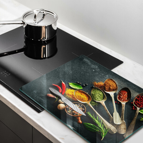 Skärbräda i härdat glas Köksskedar kryddor