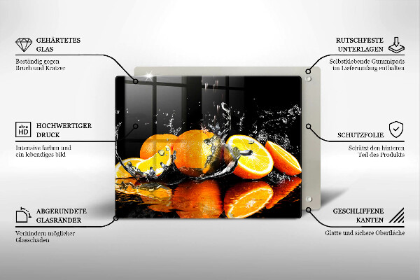 Skärbräda i härdat glas Saftig orange frukt