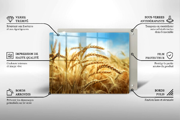 Skärbräda i härdat glas Öron av säd på fältet