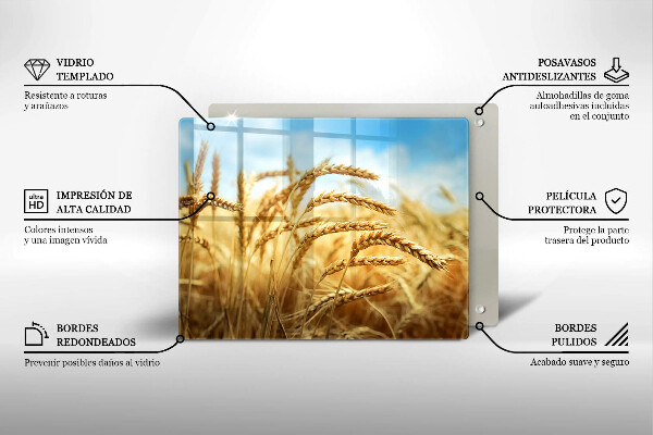 Skärbräda i härdat glas Öron av säd på fältet