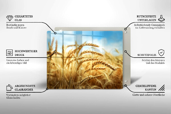 Skärbräda i härdat glas Öron av säd på fältet