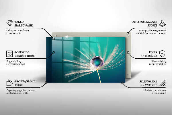 Skärbräda i härdat glas Dagg på maskrosen